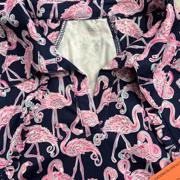 X by Gottex Women's Flamingo Ruffle Sleeveless Golf Polo Shirt NWT - Picture 4 of 13
